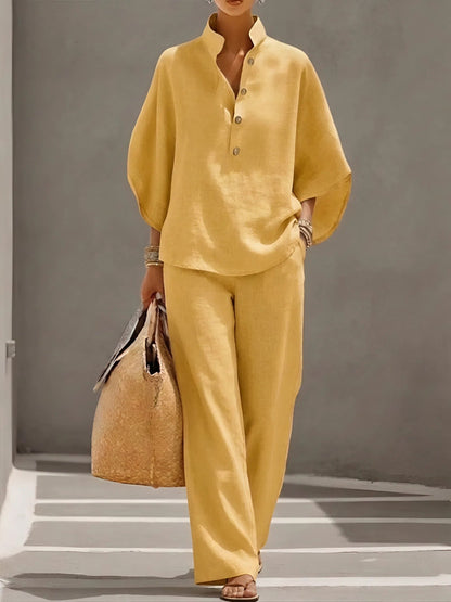 Debra | Women's Button Up Wide Leg Set