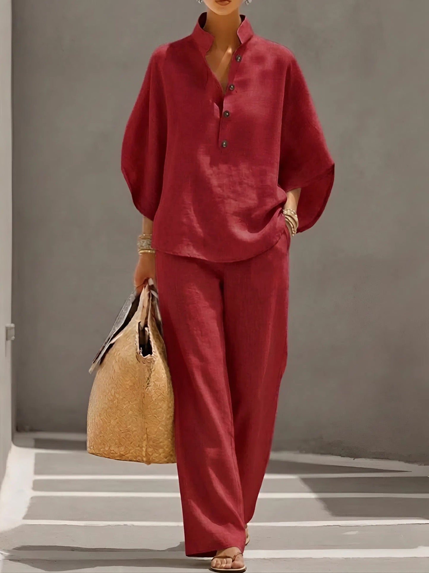 Debra | Women's Button Up Wide Leg Set