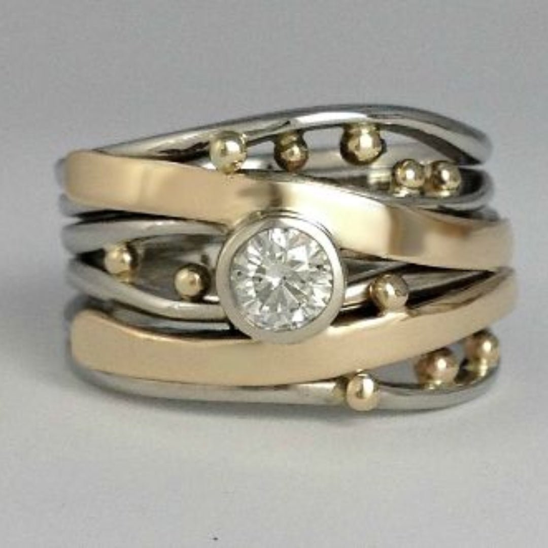 Ivy | Retro Gold Intarsia Zirconia Ring