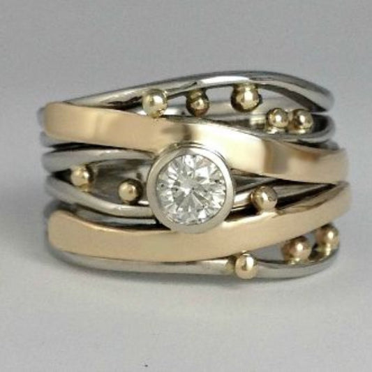 Ivy | Retro Gold Intarsia Zirconia Ring