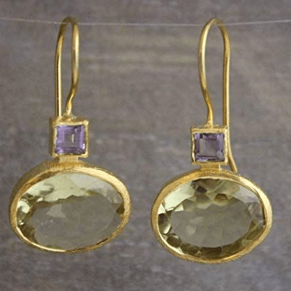 Adeline | Retro Green Crystal Gold Earrings