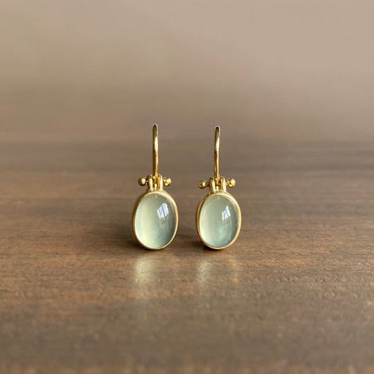 Christy | Retro Green Moonstone Earrings
