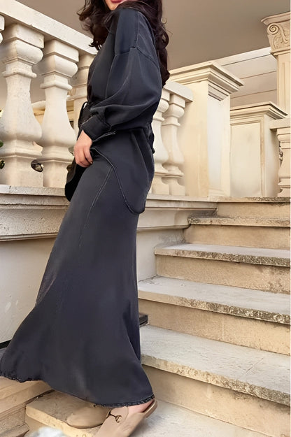 Lisa™ | Long-sleeved Tie-Drawstring Shirt and Skirt Set