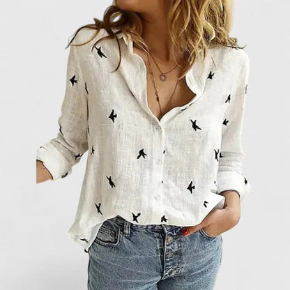 Joy | Women's Botanical V-Neck Long Sleeve Blouse