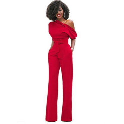 Emily | Women's Off Shoulder Wide-Leg Jumpsuit Belted Occasion
