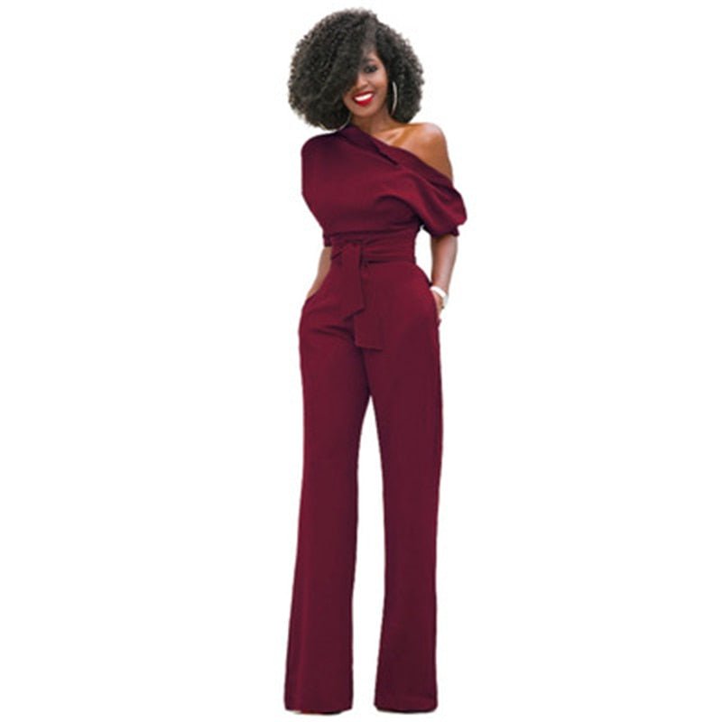 Emily | Women's Off Shoulder Wide-Leg Jumpsuit Belted Occasion