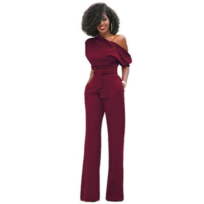 Emily | Women's Off Shoulder Wide-Leg Jumpsuit Belted Occasion