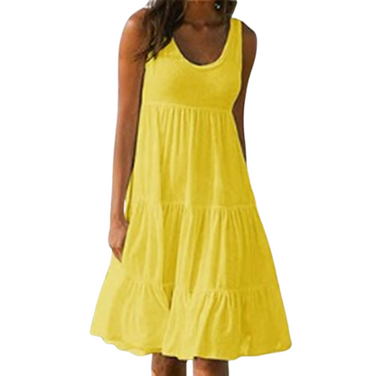 Morgan | Women's No-Sleeve Tiered Mid-Length Dress Bohemian Summer