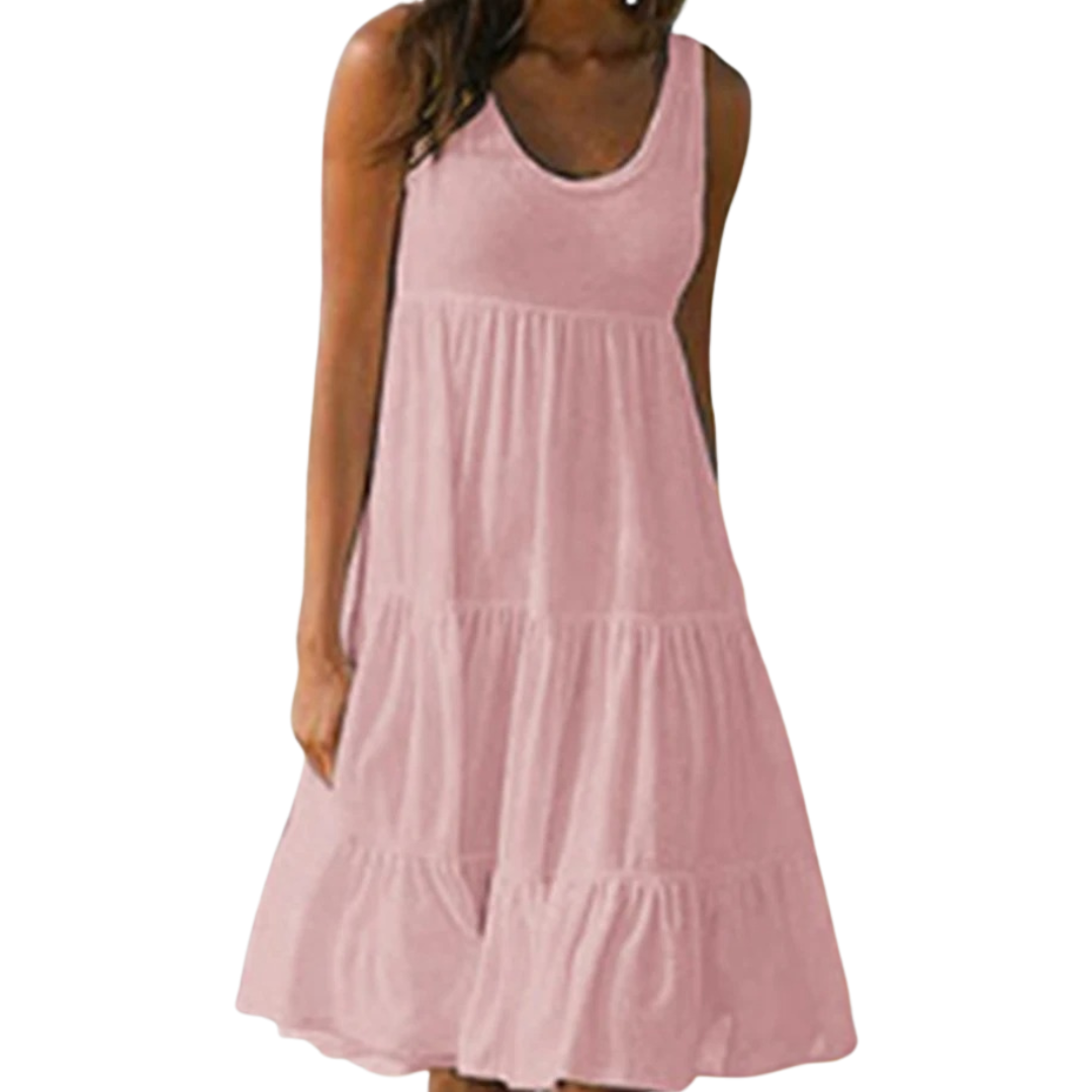 Morgan | Women's No-Sleeve Tiered Mid-Length Dress Bohemian Summer