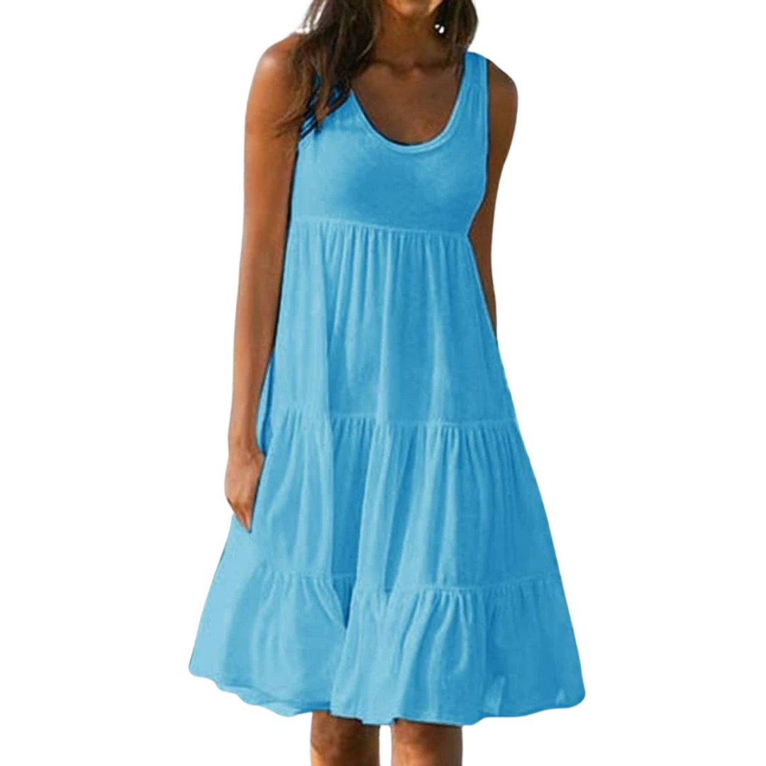 Morgan | Women's No-Sleeve Tiered Mid-Length Dress Bohemian Summer