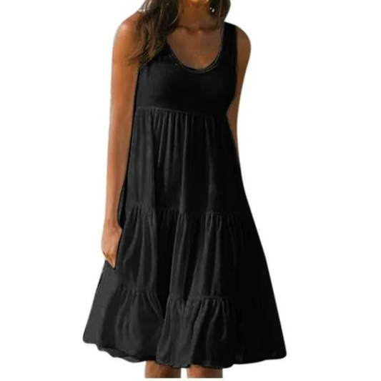 Morgan | Women's No-Sleeve Tiered Mid-Length Dress Bohemian Summer