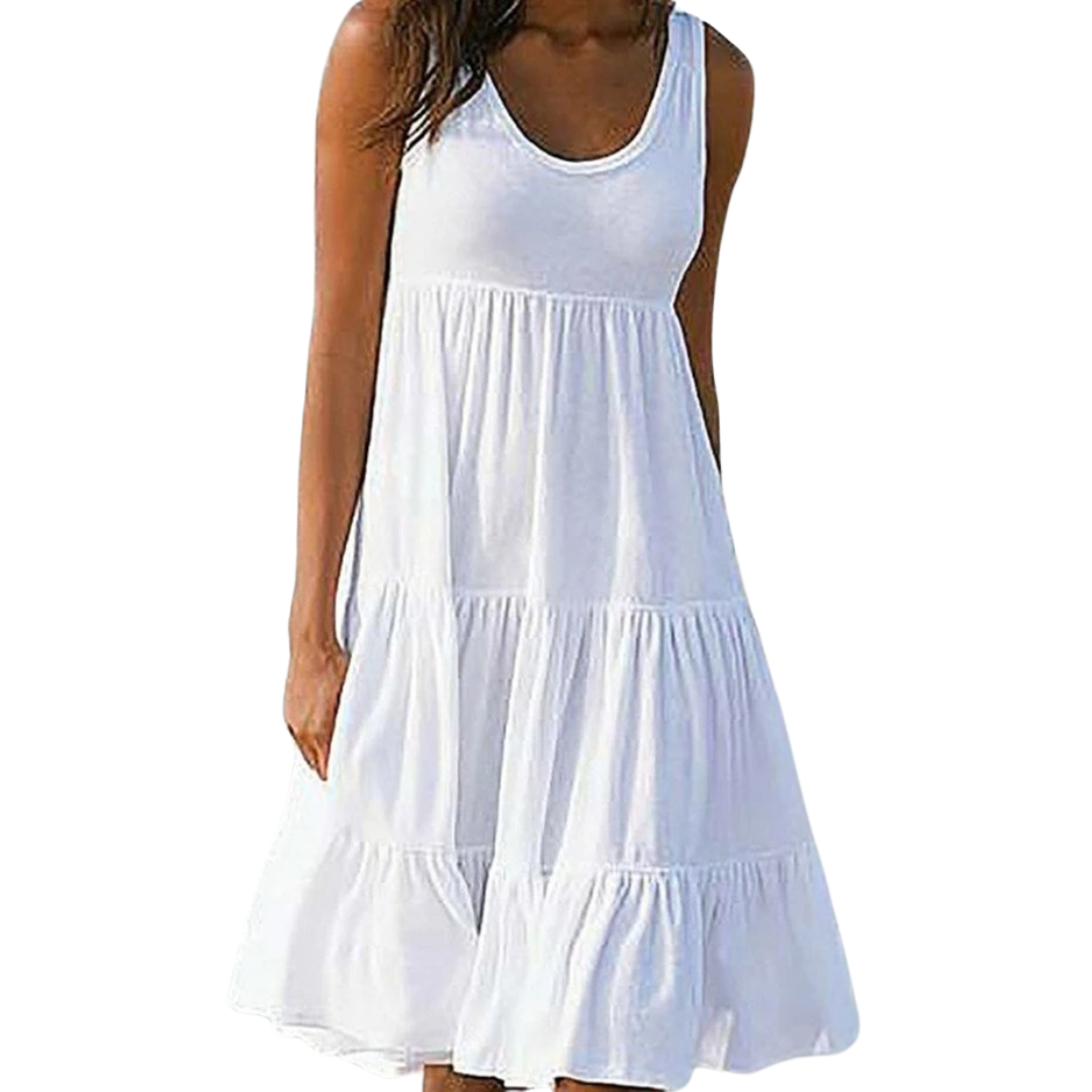 Morgan | Women's No-Sleeve Tiered Mid-Length Dress Bohemian Summer