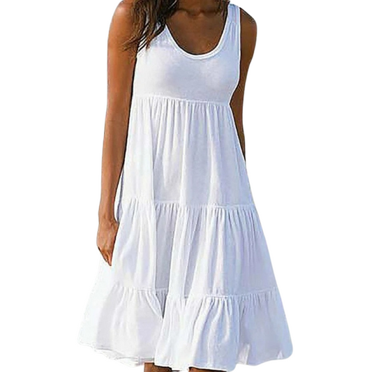 Morgan | Women's No-Sleeve Tiered Mid-Length Dress Bohemian Summer