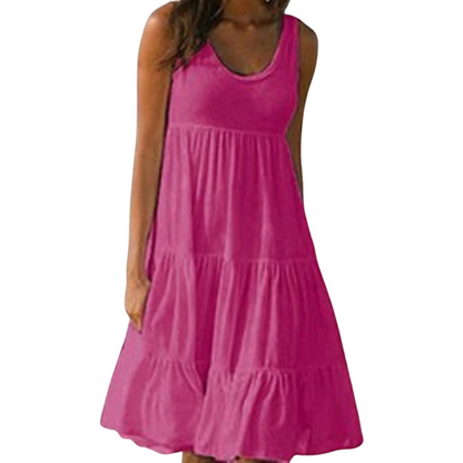 Morgan | Women's No-Sleeve Tiered Mid-Length Dress Bohemian Summer