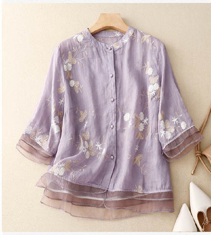 Charlene | Trendy Blouse with Floral Accents