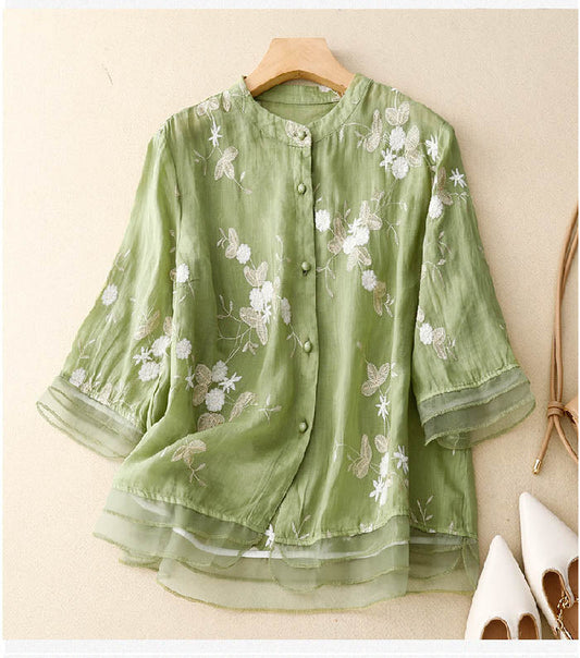 Charlene | Trendy Blouse with Floral Accents