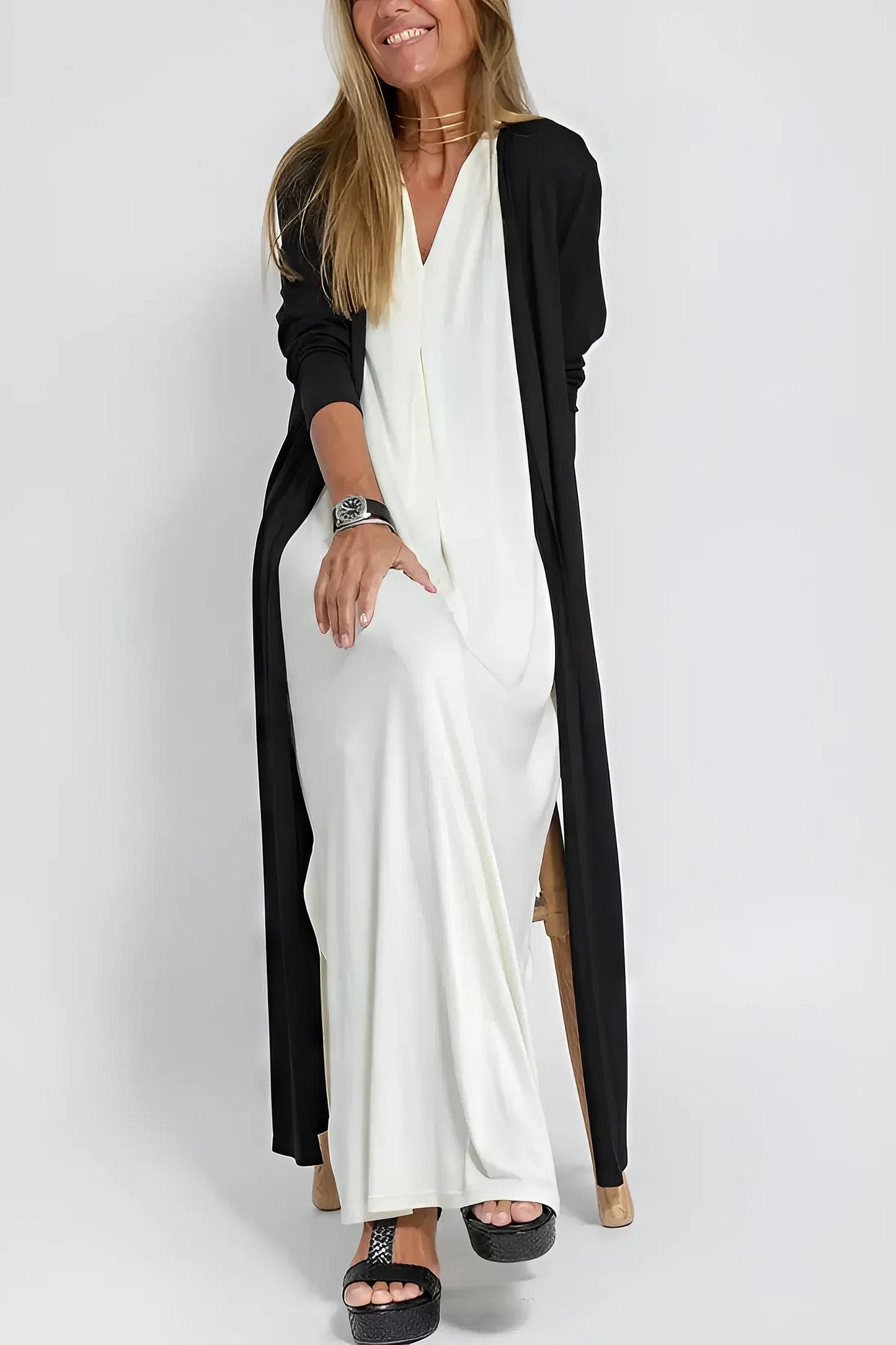 Courtney | Refined Long Dress with Coordinated Cardigan