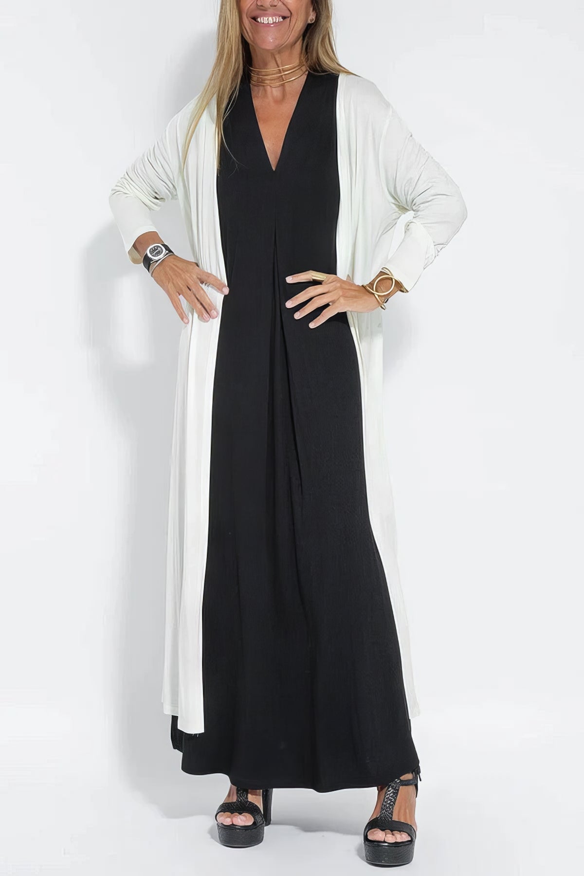 Courtney | Refined Long Dress with Coordinated Cardigan