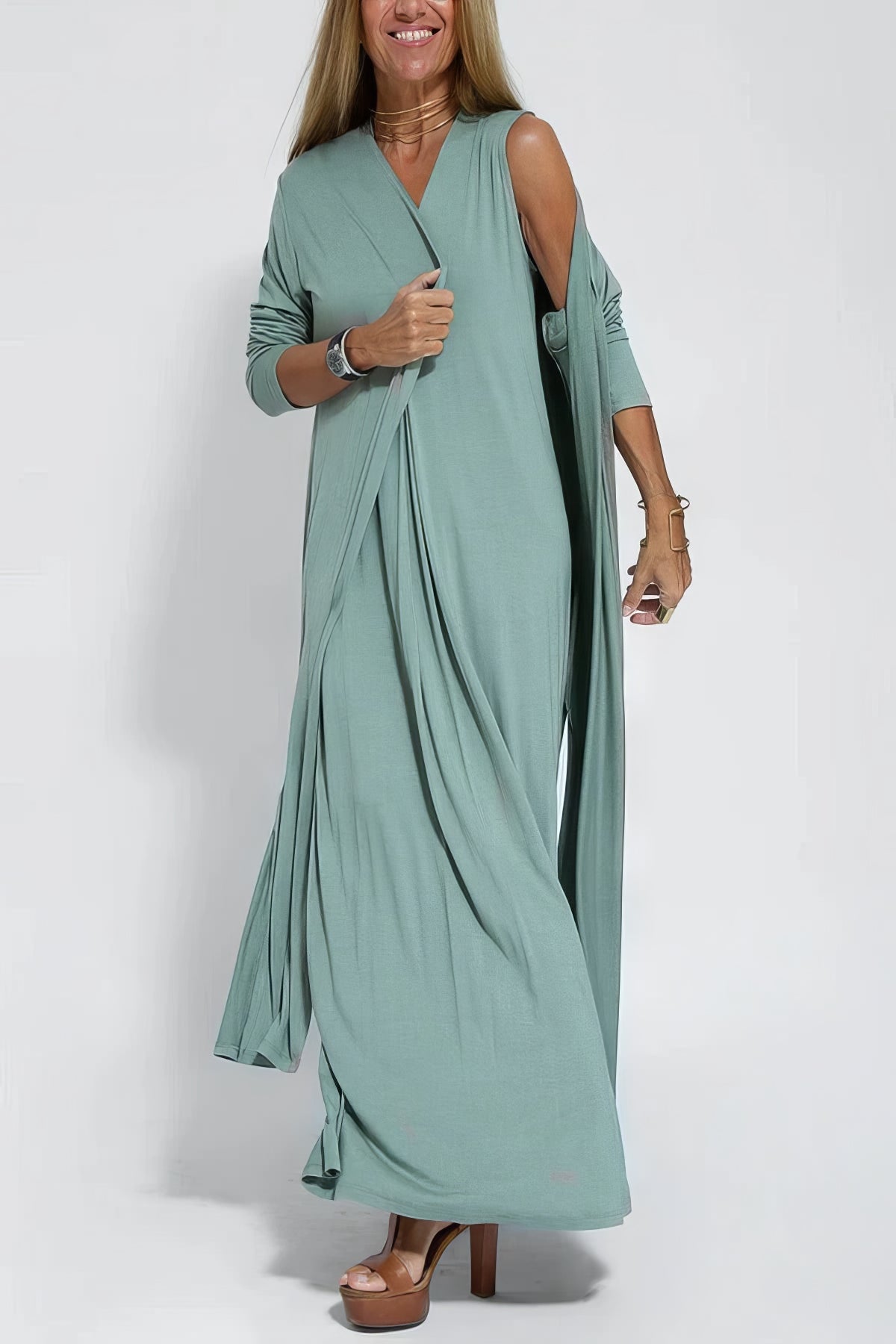 Courtney | Refined Long Dress with Coordinated Cardigan