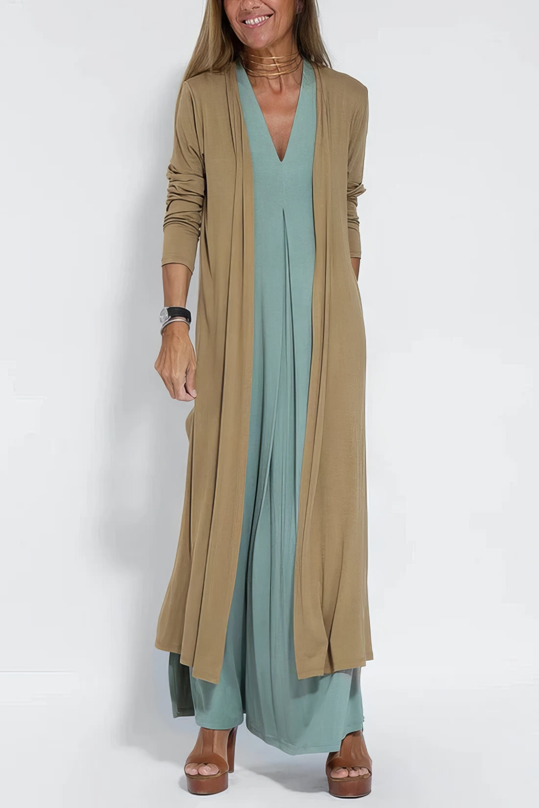 Courtney | Refined Long Dress with Coordinated Cardigan