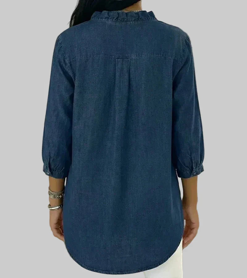 Alyssa | Women's Ruffle V-Neck 3/4 Sleeve Blouse