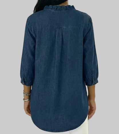 Alyssa | Women's Ruffle V-Neck 3/4 Sleeve Blouse