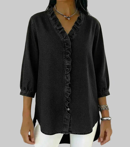 Alyssa | Women's Ruffle V-Neck 3/4 Sleeve Blouse